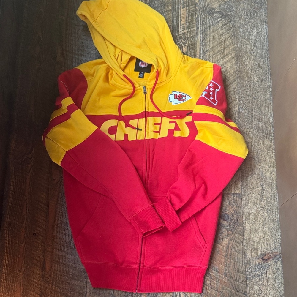NFL Kansas City Chiefs Red and Yellow Hooded Puffer Jacket